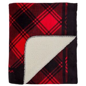 Victoria's Secret Red and Black Plaid Throw Cozy Blanket